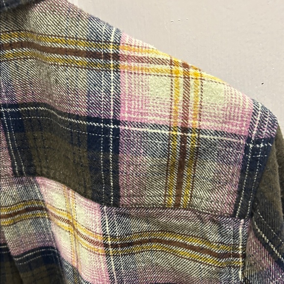 Old Navy Women's Plaid Button Down Shirt - Black, Pink, Yellow - Picture 10 of 10